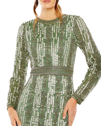 Mac Duggal Long Sleeve Beaded Gown
