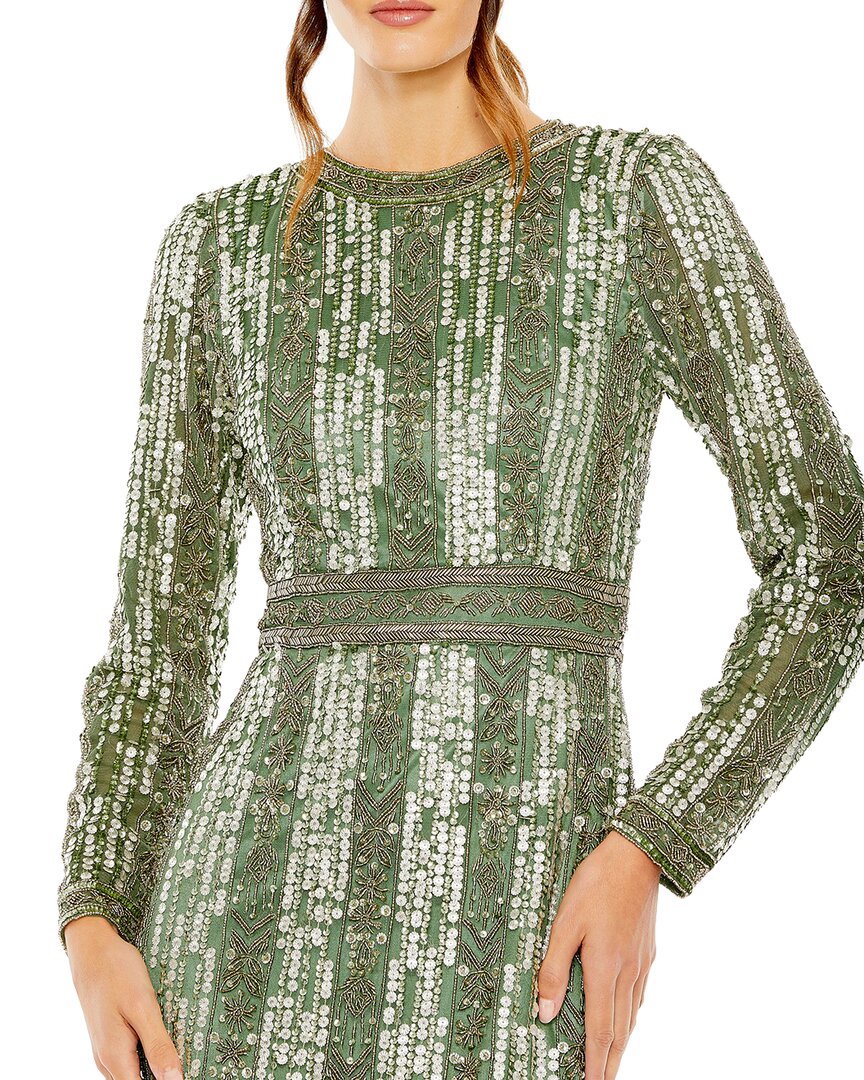 Mac Duggal Long Sleeve Beaded Gown
