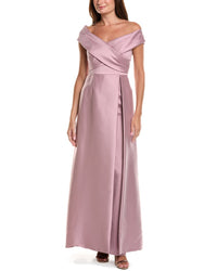 Teri Jon by Rickie Freeman Teri Jon By Rickie Freeman Mikado Off-Shoulder Overlay Skirt Gown