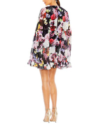 Mac Duggal Charmeuse Long Sleeve V Neck Midi Dress