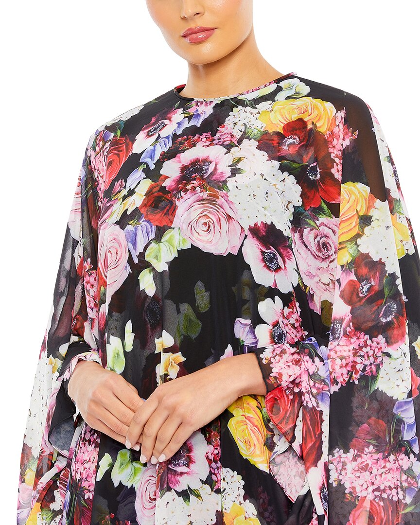 Mac Duggal Charmeuse Long Sleeve V Neck Midi Dress