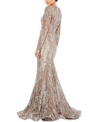 Mac Duggal Embellished Plunge Neck Trumpet Gown