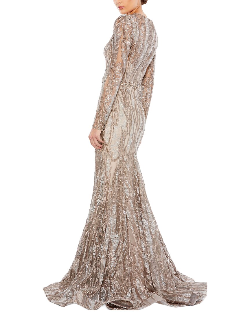 Mac Duggal Embellished Plunge Neck Trumpet Gown