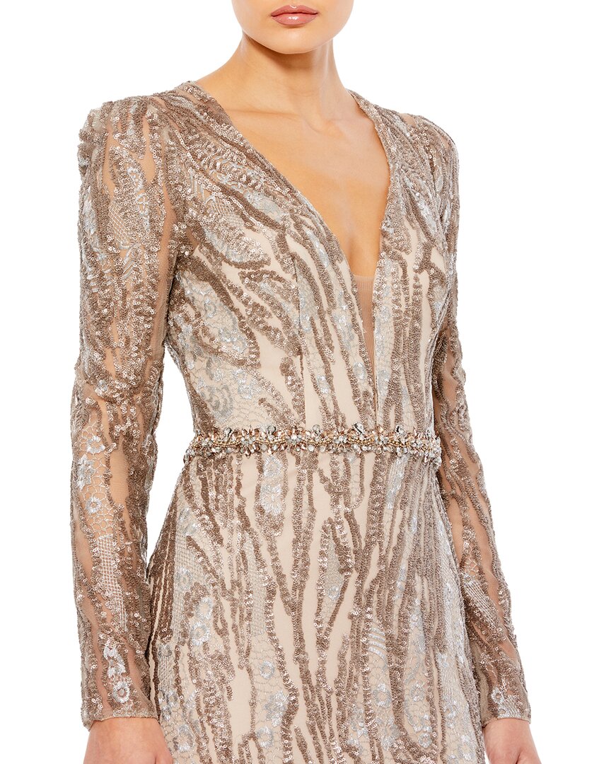 Mac Duggal Embellished Plunge Neck Trumpet Gown