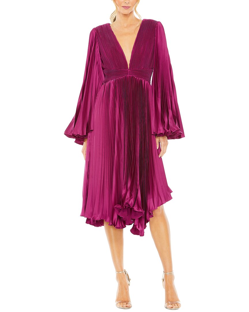 Mac Duggal Long Flare Sleeve Pleated Dress