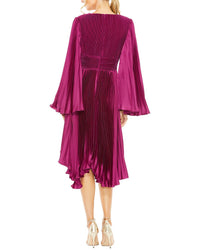 Mac Duggal Long Flare Sleeve Pleated Dress