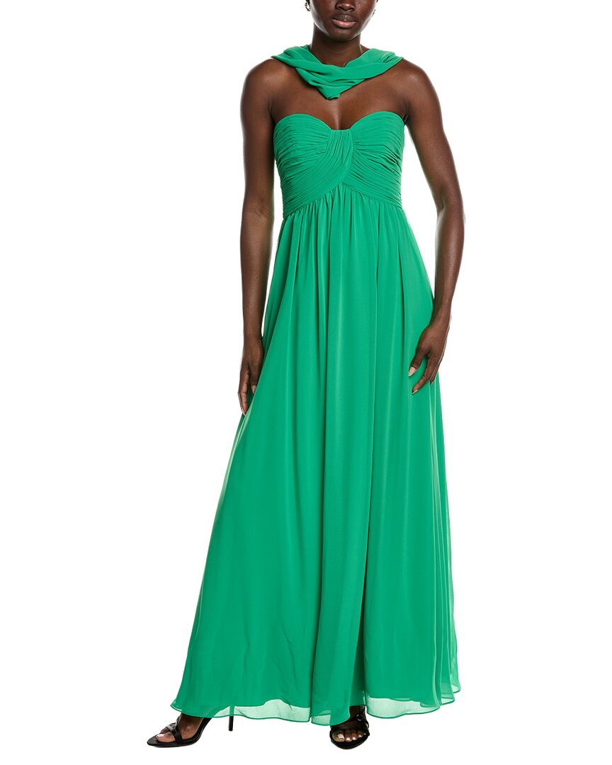 Badgley Mischka Scarf Strapless Gown