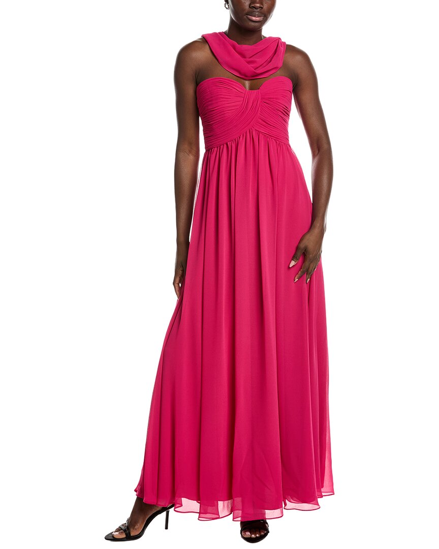 Badgley Mischka Scarf Strapless Gown