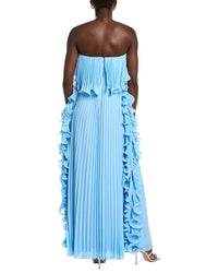Badgley Mischka Octo Ruffle Pleated Gown