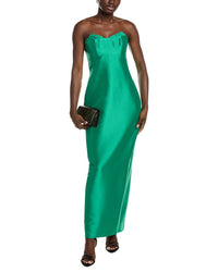 Badgley Mischka Fold Top Strapless Gown