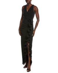 Badgley Mischka Halter Ruffle Gown