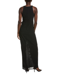 Badgley Mischka Halter Ruffle Gown