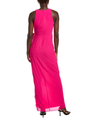 Badgley Mischka Halter Ruffle Gown