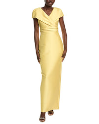 Badgley Mischka Wrap Shoulder Gown