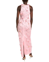 Badgley Mischka Scuba 3D Flowers Gown