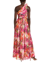 Badgley Mischka One Shoulder Ruffle Gown