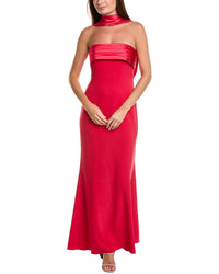 Badgley Mischka Neck Scarf Strapless Gown