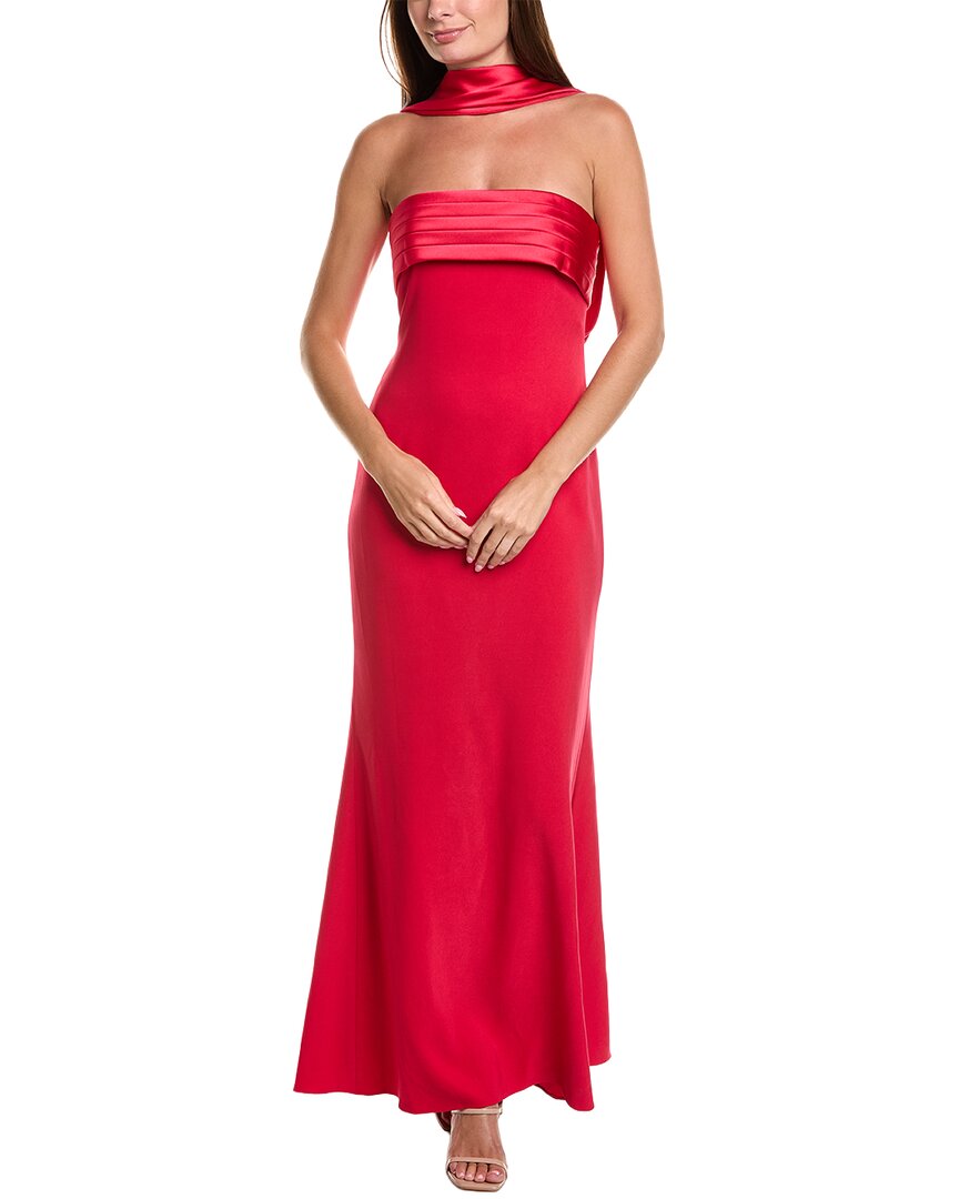 Badgley Mischka Neck Scarf Strapless Gown