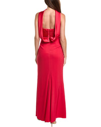 Badgley Mischka Neck Scarf Strapless Gown