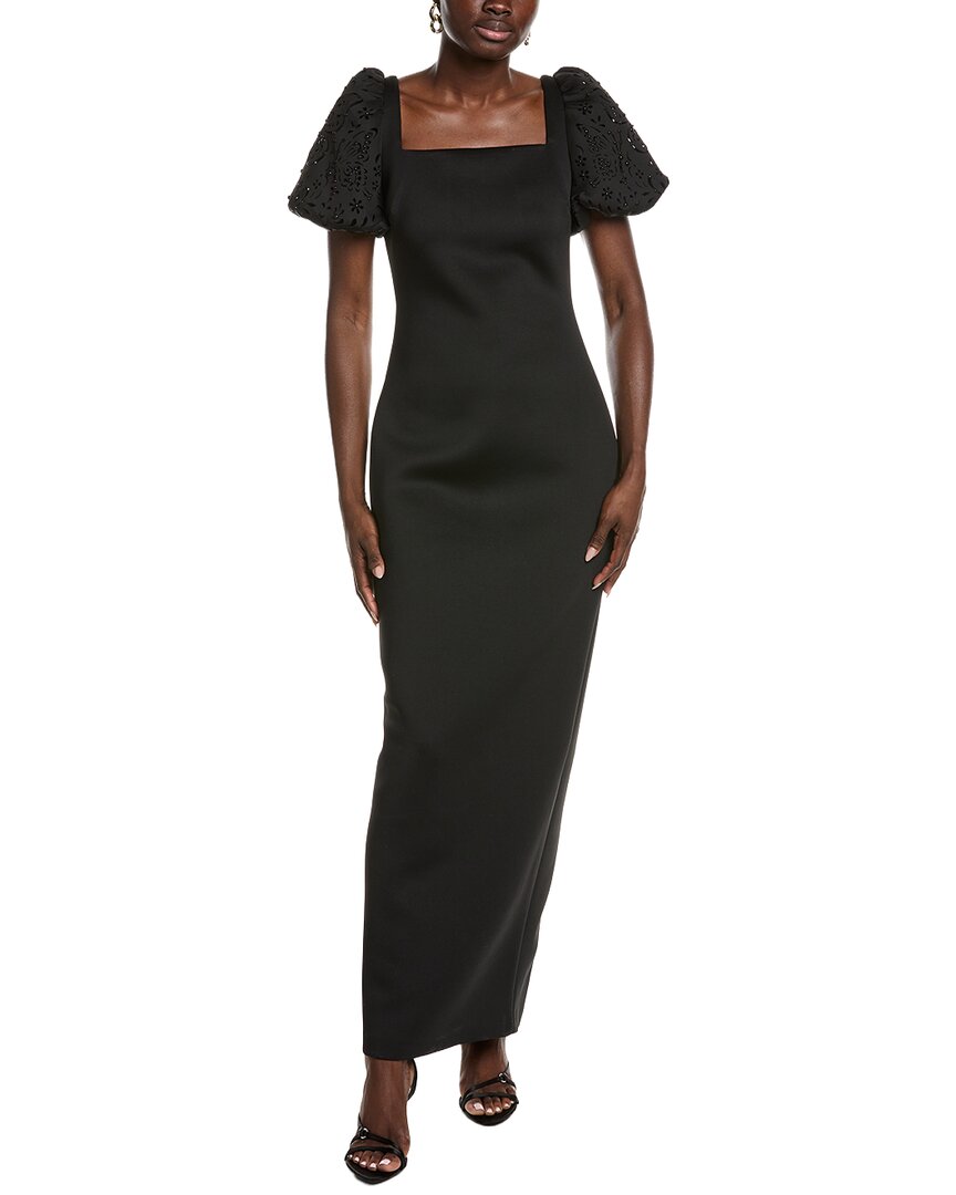 Badgley Mischka Laser Pearl Sleeve Gown