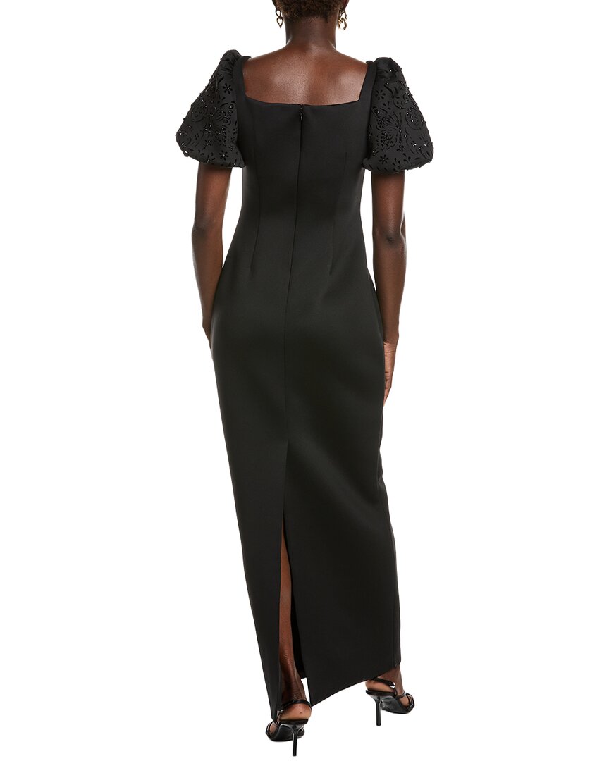 Badgley Mischka Laser Pearl Sleeve Gown