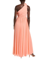 Badgley Mischka One Shoulder Ruffle Gown