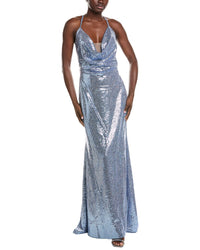 Rene Ruiz Draped Cowl Neckline Gown