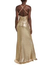 Rene Ruiz Draped Cowl Neckline Gown