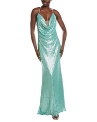 Rene Ruiz Draped Cowl Neckline Gown