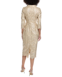 Badgley Mischka Floral Embroidered Midi Dress