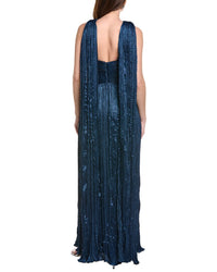 Marchesa Notte Crimped Satin Gown