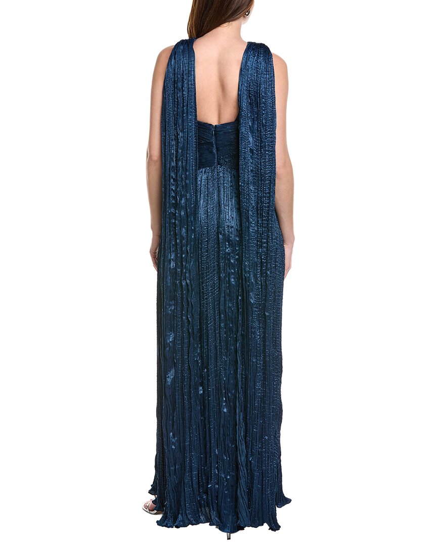 Marchesa Notte Crimped Satin Gown