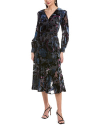 Marchesa Rosa Velvet Burnout Midi Dress
