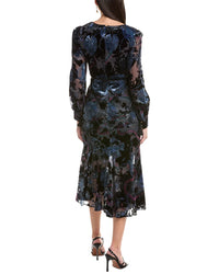 Marchesa Rosa Velvet Burnout Midi Dress
