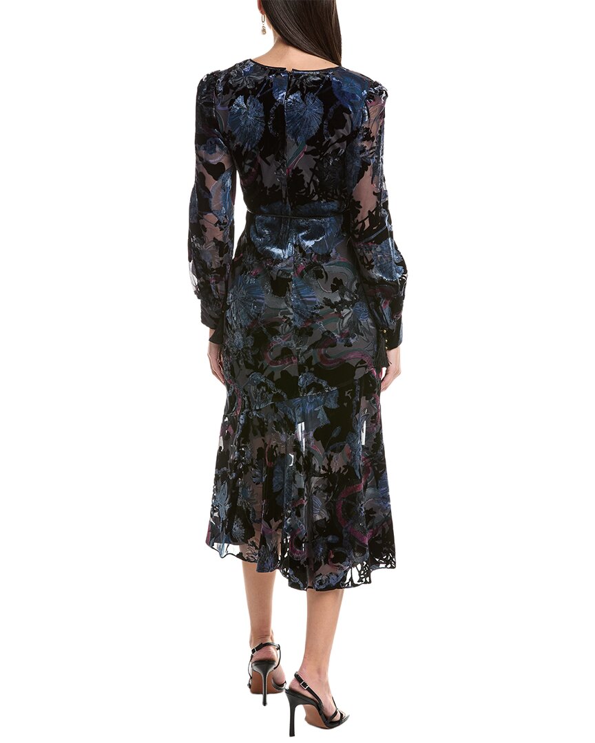 Marchesa Rosa Velvet Burnout Midi Dress