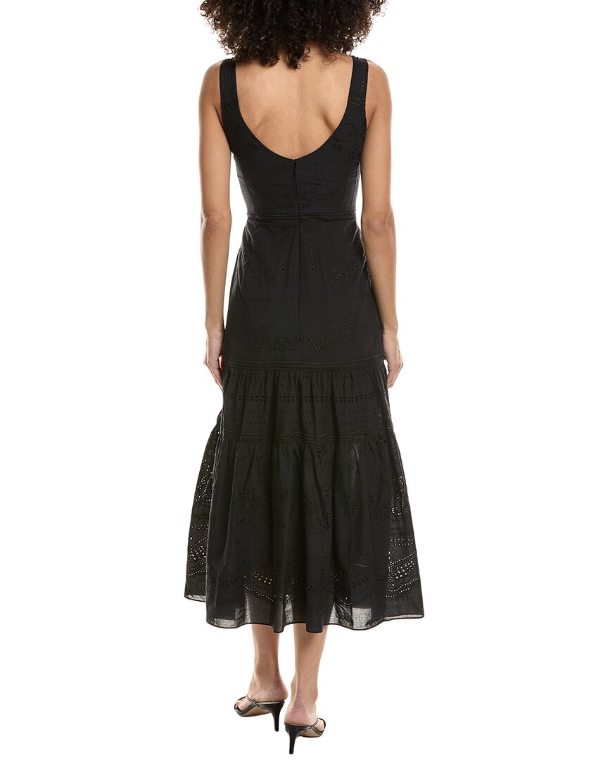 Marchesa Notte Embroidered Voile Midi Dress