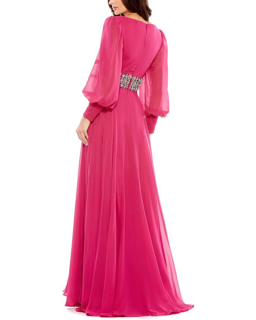 Mac Duggal Bishop Sleeve Wrap Over Belt Detail Flo