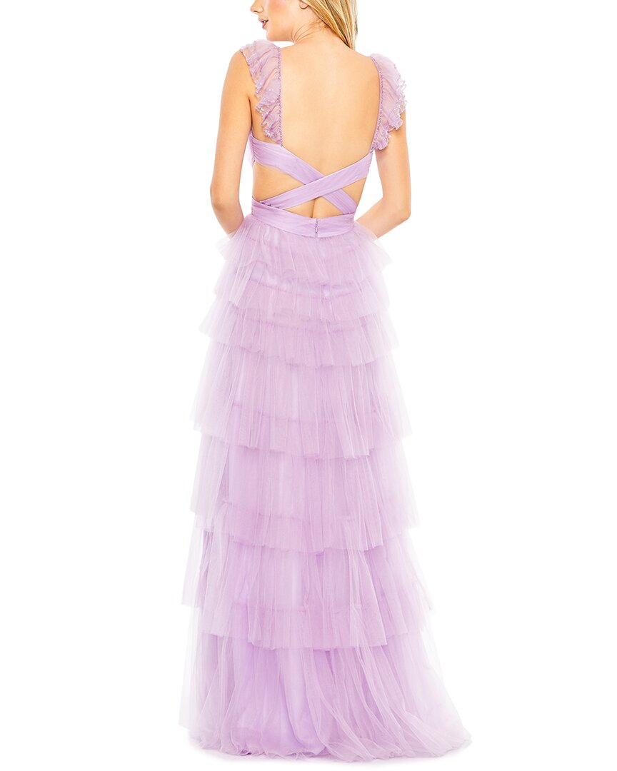 Mac Duggal Ruffle Tiered Tulle Cut Out Gown