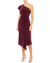 Mac Duggal One Shoulder Midi Dress
