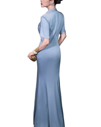 Burryco Blue Solid Maxi Dress