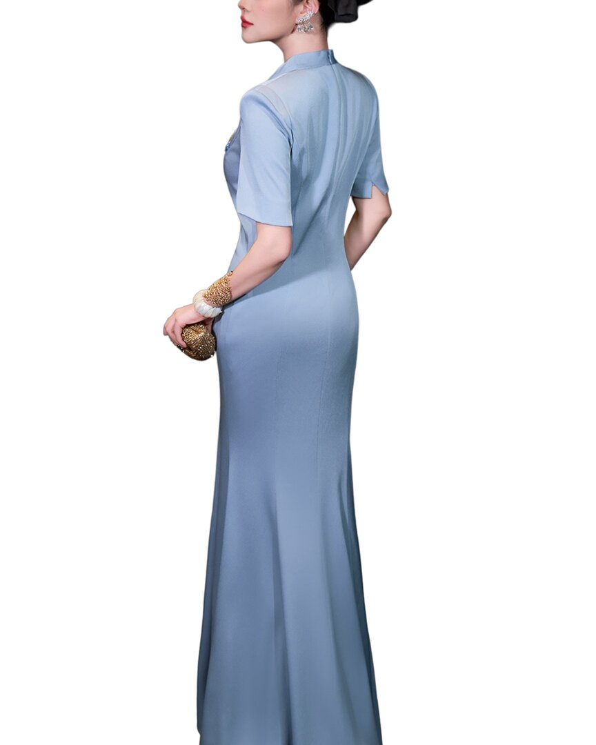 Burryco Blue Solid Maxi Dress