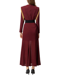 Burryco Red Solid Maxi Dress