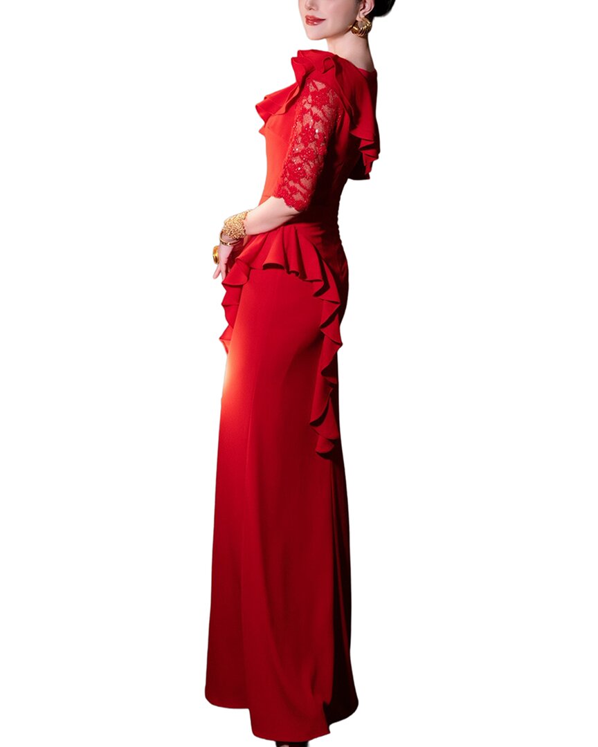Burryco Red Solid Maxi Dress, Red / 6