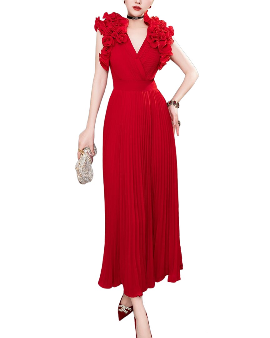 Burryco Red Solid Maxi Dress