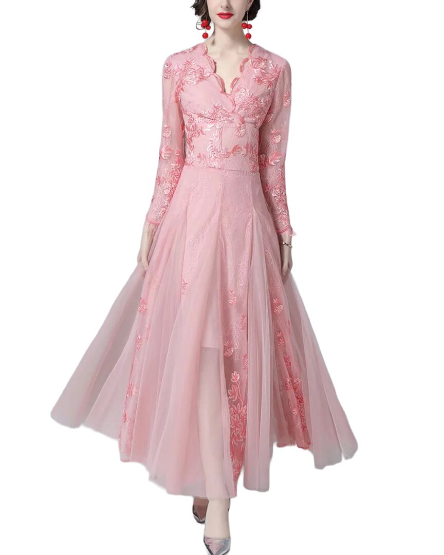 Burryco Pink Solid Maxi Dress