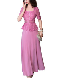 Burryco Red Solid Maxi Dress