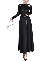 Burryco Black Solid Maxi Dress