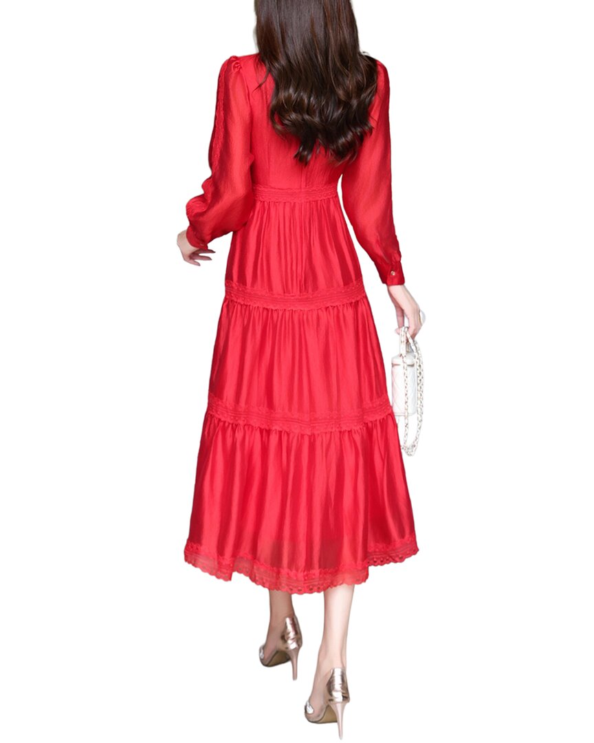 Burryco Red Solid Midi Dress