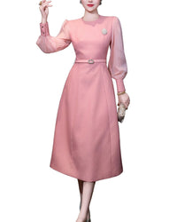 Burryco Pink Solid Midi Dress