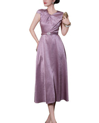 Burryco Purple Solid Midi Dress